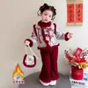 Conjunto de Ropa de Año Nuevo para Niñas, Elegante Modelo Nuevo 2025 para Niños, Forrado de Felpa y Engrosado, Ropa Festiva de Año Nuevo Estilo Chino Nuevo