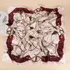 Lenço Quadrado de Cetim 90cm Atacado Transfronteiriço, Cetim Estampado Fino de Seda Artificial Lenço de Cabeça Versátil Tendência