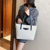 Bolso de hombro para mujer, estilo coreano, de algodón y lino, de gran capacidad, informal, portátil, con texto, 2024