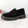 Novos Mocassins Slip-On Masculinos, Camurça Aumento de Altura para o Trabalho de Nicho Casual Versátil Sapatos Masculinos de Couro