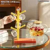 Porta-copos fofo de pessoa vesga, prateleira em forma de árvore, suporte para xícaras de café e chá de mesa, porta-copos criativo para pendurar