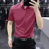 Camisa fina de manga corta para hombre, italiana de alta calidad, sin planchar, antiarrugas, para verano, corte slim, de seda helada, casual de negocios
