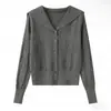 Suéter casual de moda estilo coreano, holgado, nuevo, de punto, de un solo botón, con cuello marino, ajustado, de manga larga
