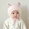 Gorro de Bebé Coreano Qiunan Invierno Nuevo Lindo a Prueba de Viento Cálido Gorro de Punto para Bebé Gorro de Lana