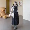 Colección Otoño 2026: Dulce Vestido de Maternidad con Volantes y Chaleco de Punto de Lunares, Conjunto de Ropa de Maternidad