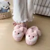Pantuflas de Felpa con Lazo de Conejo de Dibujos Animados para Mujer 2026 Invierno Dulces Lindas Cálidas para el Hogar de Algodón Estilo Adolescente