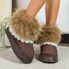 Botas de neve de camurça femininas plus size transfronteiriças, sapatos casuais de algodão com sola grossa de camurça outono e inverno 2026, botas de neve femininas