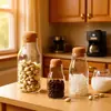 Tarro de Almacenamiento de Vidrio Borosilicatado Alto con Tapa de Corcho para Hogar, Frutos Secos, Granos, Té, Botella de Almacenamiento, Tarro de Almacenamiento de Granos de Café