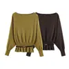 Comercio Exterior Transfronterizo Ropa de Mujer Otoño e Invierno 2025 Estilo Europeo y Americano Jersey de Punto Decorativo en Capas con Cinturón para Mujer E3630
