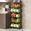 Estante de Almacenamiento de Cocina Cesta para Frutas y Verduras Sala de Estar Estante de Almacenamiento para Juguetes y Snacks Carrito Pequeño Multifuncional de Pie para el Hogar