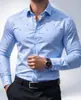 Camisa de Manga Larga con Estampado Pequeño Lavable Resistente a las Arrugas Corte Ajustado Camisa de Vestir Versátil para Viaje de Negocios Casual Banquete