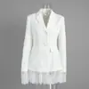 Blazer de Encaje Transfronterizo Estilo Europeo y Americano Otoño 2025 Nueva Moda Elegante Moda Encaje Patchwork Blazer Ceñido a la Cintura con Bolsillos de Solapa