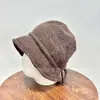 FumengSombrero de Pescador Versátil Liso para Mujer Otoño/Invierno Sombrero de Lana Cálido Circunferencia de Cabeza Grande Hace que la Cara Parezca Más Pequeña Gorro de Punto