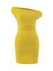 Vestido Sexy Estilo Europeo y Americano con Cuello de un Hombro Descubierto Verano Nuevo Cintura Plisada Adelgazante Falda Corta Ajustada a las Caderas para Mujer