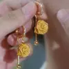 Pendientes de Borla de Flor Transfronterizos, Lujo Ligero, Pendientes de Alto Temperamento para Mujer, Diseño de Nicho, Joyería de Oreja Moderna y Sencilla para Mujer