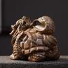 Adorno de Mano Xuanwu Tallado en Sándalo Verde, Figurilla de Bestia Auspiciosa, Dragón Tortuga Serpiente, Decoración de Madera Maciza para Artesanías para el Hogar