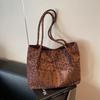 Bolsa de Inverno Retro Estampa de Leopardo para Mulheres Pedido Estrangeiro 2026 Nova Bolsa Tote Estilo Coreano Versátil Grande Capacidade Bolsa de Ombro para o Dia a Dia