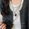 Collar con Colgante Metálico Estilo Mismo que Blogger Coreano, Cadena para Clavícula de Flor Simple y Delicada, Cadena Larga para el Cuello