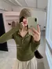 Yuanxi - Camisa básica versátil de manga larga con cuello henley, estilo coreano simple para mujer, otoño 26343