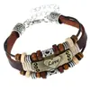 Punk Europeo y Americano Hecho a Mano Joyería de Cuero con Cuentas Aleación Amor de Pareja Accesorios de Pulsera de Cuero Genuino Fuente de Suministro de Comercio Electrónico Transfronterizo