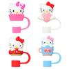 4 trajes de dibujos animados serie del gato KT Tapa de paja Stanley tapón de polvo accesorios para taza funda para pajita de 10 mm
