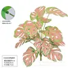 Venta al por mayor de fábrica flor artificial de alta calidad 15 horquillas hoja de caparazón de tortuga planta de simulación creativa pared de plantas en maceta ingeniería decorativa hojas verdes