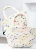 Bolsa de Algodão Tecida, Bolsa Tote Versátil, Bolsa de Ombro de Grande Capacidade, Bolsa de Praia de Nicho, Estilo Moda Deusa, Versátil para Todas as Estações