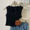 Chaleco de tirantes cortos tipo halter para chica popular de primavera y verano, nuevo abrigo versátil para mujer, top sin mangas ajustado para usar debajo