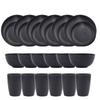 Material de paja de trigo de Amazon, plato negro, plato, taza de agua, plato, tazón, taza, vajilla, traje de regalo de trigo.