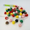 Impresión de color navideño acrílico cuentas redondas DIY pintar agujero recto de doble cara cuentas sueltas bolígrafo de cuentas accesorios para cadena de teléfono móvil