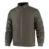 Jaquetas Masculinas Novas para Primavera e Outono, Roupas de Exterior Masculinas, Casuais de Negócios com Gola Alta, Cinza Escuro, Preto, Verde Militar, Cor Café