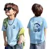 Camiseta de verano casual de manga corta para niños mayores, nueva para 2026, top de algodón puro con dibujos animados para niños de primaria
