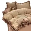 INS Estilo Coreano Todo Algodão Bordado Renda Primavera/Outono Colcha Cobre-leito Conjunto de Quatro Peças Acolchoado Lençol Espessado Capa de Edredom Conjunto de Três 3 ou Quatro 4 Peças
