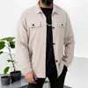 Nueva Chaqueta Abrigo Casual de Hombre Amazon Transfronterizo Otoño Waffle Color Sólido Bolsillo Superior Manga Larga