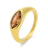 Anillo de Moda Personalizado Diseño Minimalista Transfronterizo Oro de 18K Acero Inoxidable Incrustado con Circonita Anillo para Mujer Joyería de Alta Gama