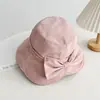 Chapéu de Pescador Elegante com Laço Novo Estilo Japonês Proteção Solar Ampla Aba Mostrando o Rosto Chapéu de Sol Pequeno Feminino para Exterior