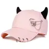 Gorra de hip-hop transfronteriza versión coreana cuerno genial personalidad gorra de béisbol moderna versátil estudiante casual visera gorra de pico de pato