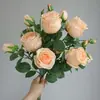 Flor artificial de alta calidad tela de seda de alta calidad flor artificial decoración del hogar flor boda color de primavera cuatro horquillas múltiples cabezas rosa Xuan Ya