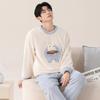 Pijamas para Hombre Otoño e Invierno 2025 Nuevo Terciopelo Coral con Forro Polar Espesado Talla Grande Ropa para el Hogar Cálido Traje de Franela