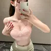 Camisole Sexy com Renda Patchwork Estilo Hot Girl para Mulheres, Corte Justo, Estilo Puro Desejo, Pode Ser Usado como Camada Interna ou Externa, Tomara que Caia
