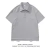 Polo pesado de estilo japonés para hombre, camiseta informal de manga corta con solapa de color sólido, estilo japonés, novedad de verano de 2024
