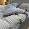 Conjunto de tres piezas de estilo japonés transfronterizo con rayas sin estampado, juego simple de cuatro piezas, funda de almohada para cama, sábana de cama de dormitorio, funda de edredón, funda de almohada para cama