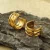 Pendientes de acero inoxidable de alta calidad con textura plisada en forma de C, estilo retro francés, sencillos y atmosféricos, pendientes de oro de 18 quilates, venta al por mayor