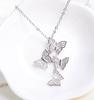Colar curto de prata 18K feminino, estilo coreano, moderno, com quatro borboletas, diamantes, corrente de clavícula, joia moderna, estilo retrô