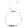 Pulsera de Piedra Natural Azul de Venta Caliente Transfronteriza para Mujer, Hilo Delgado Color Dorado, Simple y Versátil, Joyería de Mano Ajustable, Mayoreo