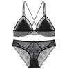 Novo Renda Estilo Francês Sem Aro de Aço Fivela Frontal Fina Lindo Costas Roupa Íntima Sexy Bojo Triângulo Sutiã de Menina Conjunto Sutiã