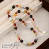 Pulsera de Perlas Estilo Vintage Nala Piedra de Tigre Roja Piedra Natural Cadena para Suéter Lujo Ligero Gama Alta Collar Otoño e Invierno para Mujeres