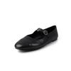 Zapatos Planos Mary Jane Estilo Británico Lavados de Primera Capa de Piel de Vaca 2025 Otoño Punta Redonda Calados de Piel Genuina con un Botón para Mujer