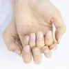 Puntas de Uñas Estilo Francés con Borde Dorado para Comercio Exterior, Uñas Cortas Portátiles, Versátiles para Uso Diario, Uñas Postizas Brillantes, Productos Terminados Removibles al por Mayor