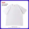 Nova Camiseta de Algodão Puro Pesado 400g com Gola Redonda e Manga Curta para Homens e Mulheres, Top Liso de Verão, Base Solta de Manga Curta
